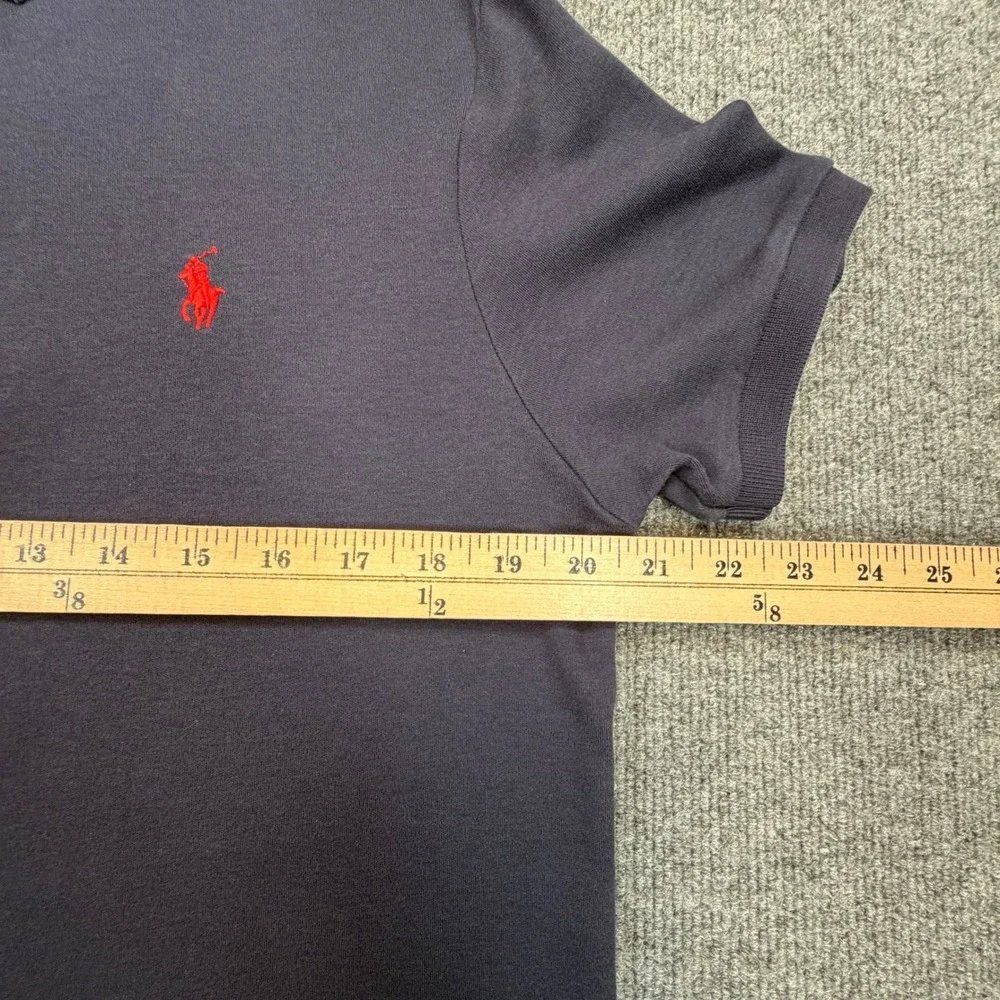 Polo Ralph Lauren Polo Shirt Mens M Navy Blue Custom‎ Fit Red Pony Logo Preppy